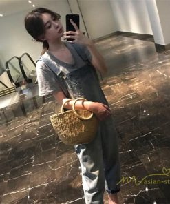 オーバーオール サロペット | サロペットパンツ オーバーオール デニム ゆったり ハイウエスト レディース カジュアル ヴィンテージ加工 無地 2020夏コーデ 復古風 デイリーコーデ