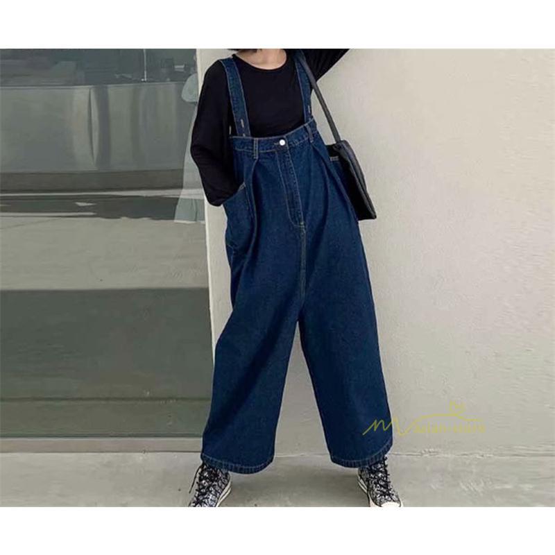 オーバーオール サロペット | オーバーオール レディース デニムサロペット サロペットパンツ 秋服 ボトムス オールインワン ゆったり 通勤通学 ガウチョパンツ ワイドパンツ サロペット