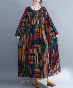 マキシ | ワンピース ワンピ コットン 長袖 レディース 丸首 ワンピ 通勤 OL シンプル かわいい 夏 秋 秋服 大きいサイズ 40代 ぽっちゃり 30代 20代 着痩せ おしゃれ