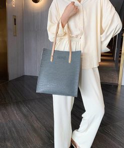 ハンドバッグ | クロコ 2way スクエアバッグ 肩かけバッグ 縦型 レディース 型押し レザーバッグ 手提げバッグ トートバッグ 縦長 A4