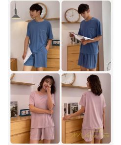 パジャマ　ルームウェア | パジャマ 上下セット 半袖 夏 新作 ルームウェア カジュアル 送料無料 シンプル 2点セット 薄手 部屋着 お揃い ペア セットアップ 寝巻き メンズ レディース