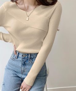 ニット・セーター | ニットトップス Vネック 肌見せ 韓国風