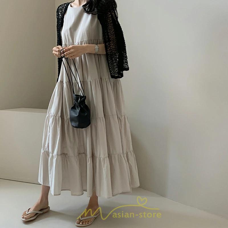 マキシ | 夏ワンピース ロングワンピース シフォンワンピース レディース ワンピ 体型カバー 50代 40代 30代 20代 可愛い 夏 春 大人 ノースリーブ 無地 涼しい