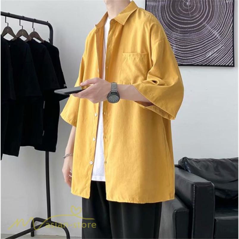シャツ | 半袖 着痩せ 日常 おしゃれ カジュアル 韓国風 無地 新作 2021 夏コーデ ライトアウター ポケット 通勤通学 トップス ワイドゆったり 人気 上品
