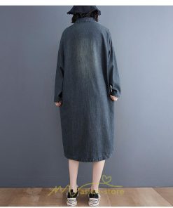 デニムワンピース | ワンピース 長袖 シャツワンピース デニムシャツ ジャケット 前開き 無地 Aラインワンピ ロングワンピ ワンピ スリム 20代30代40代 可愛い