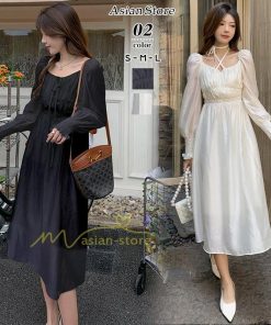 マキシ | ワンピース レディース 夏 40代 きれいめ 膝丈ワンピース 長袖 ワンピ フリル ロング丈ワンピ オシャレ 着痩せ 新作 カジュアル 上品 エレガント お出かけ