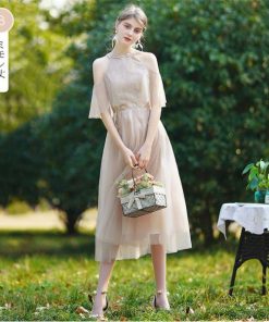 大人 | パーティードレス ドレス 結婚式 ミモレ丈 フォーマル ワンピース レース 袖あり 同窓会 謝恩会 二次会 綺麗 成人式 披露宴 スカート