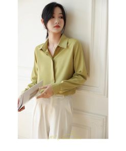 シャツ・ブラウス | ブラウス レディース オフィス 白 ホワイト おしゃれ 長袖 シャツカジュアル 制服 緑 グリーン シフォン 通勤 OL 二次会 上品 お仕事 デート お出かけ 女子会