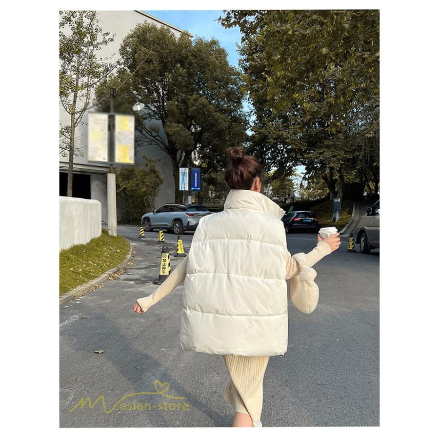 ベスト | ダウンレディース 無地 スタンドネック 中綿きれいめ シンプル 大きいサイズ ノースリーブ 韓国風 20代 50代 秋冬コーデ 40代 30代 大きいサイズ