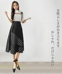 スカート | ロング 水玉 春夏 Aラインエレガント レディース 40代 ハイウェストボトムス 大人 通勤OL 体型カバー 20代 オシャレ30代 50代
