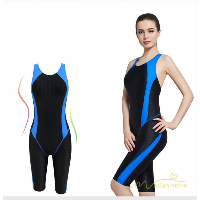 送料無料セール | 競泳 ワンピース 練習用水着 スイミング レディース オールインワン ハーフスパッツ ひざ丈 女性スイムウェア パット付き 防水速乾性 袖なし 高弾力 水着 3色