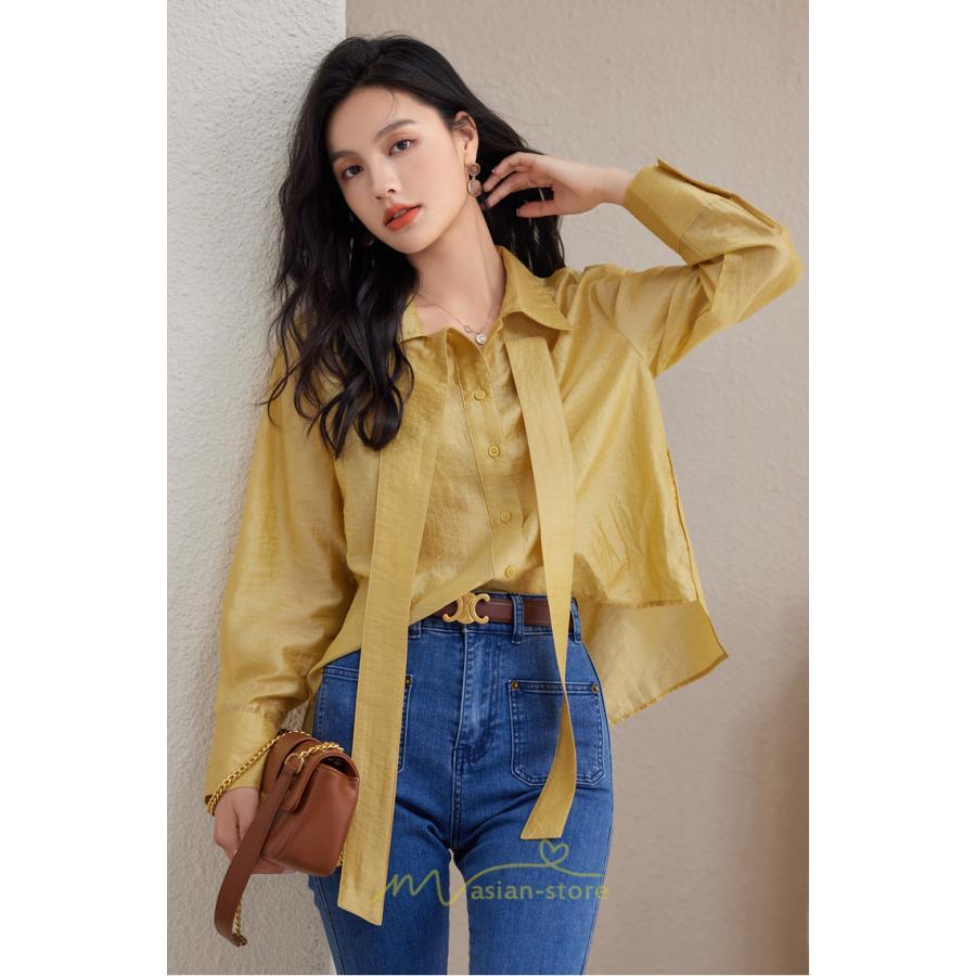 シャツ・ブラウス | シフォンブラウス 長袖 レディース シフォン ブラウス フォーマル カジュアル リボン 着痩せ 通勤 通学 オシャレ 可愛い 秋服 上品 キレイめ 2022 ナチュラル