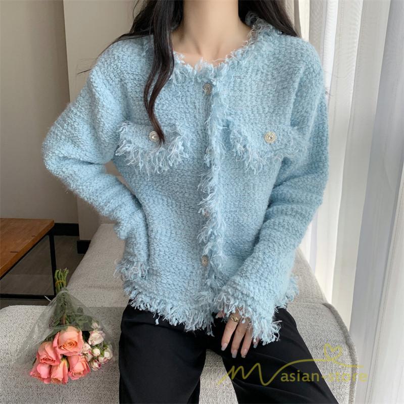 カーディガン | 2022秋冬ニットショート丈 アウター レディース ニットニット セーター 長袖 羽織り フロントボタン トップス 通学通勤 20代40代