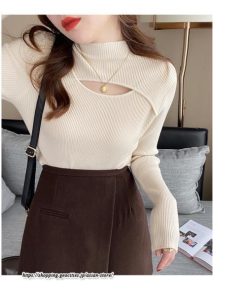 ニット・セーター | カットソー ニット レディース リブニット 長袖 秋冬 春 トップス スリム ストレッチ インナー 無地 通学通勤 着痩せ 長袖カットソー 長袖ニット プルオーバー