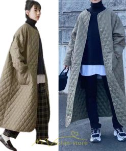 ダウンジャケット コート | キルティングコート ダウンコート ロングコート ノーカラー 長袖アウター 中綿コート アウター 防寒 防風 30代40代50代 厚手 秋冬コート コート 大人 ポケット