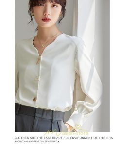 シャツ・ブラウス | ブラウス レディース シャツ トップス Vネック 長袖シャツ 無地 オフィス カジュアル おしゃれ 通勤 お仕事 フォーマル 上品 20代30代40代50代 可愛い