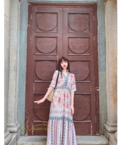 マキシ | 夏ワンピース ロングワンピース フレアワンピース 五分袖 落ち感 涼しい Vネック 大人 可愛い 旅行 パーティードレス お呼ばれワンピース 30代40代 ビーチ