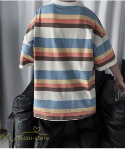 Tシャツ | カットソー メンズ ストライプ カジュアルクルーネック 5分袖 ワイドトップス メンズスタイル カッコウイイ 夏服 上品 日常感
