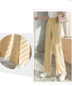 ワイドパンツ | レディース パンツ ボトムス ズボン ガウチョパンツ 体型カバー 着やせ ロングパンツ ハイウエスト 美脚 カジュアル お洒落 スリット ゆったり