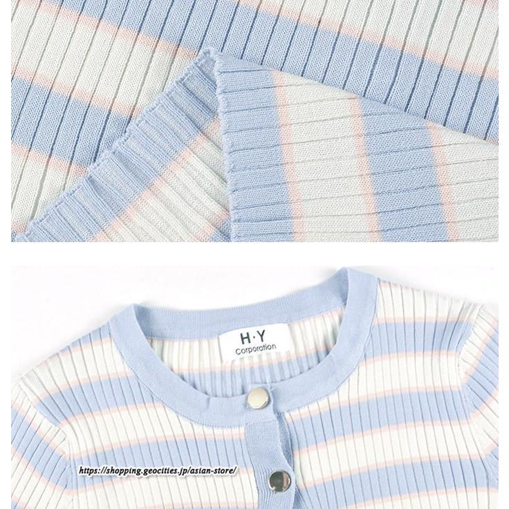 カーディガン | ニットワンピース リブニット トップス キャミワンピース ボーダー ニット 長袖 タイト ニットワンピース スリム セクシー 20代