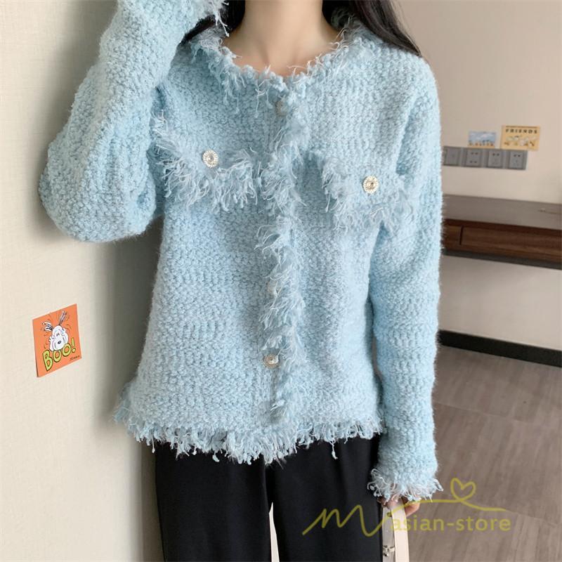 カーディガン | 2022秋冬ニットショート丈 アウター レディース ニットニット セーター 長袖 羽織り フロントボタン トップス 通学通勤 20代40代