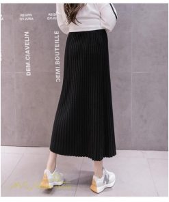 スカート | マタニティ Aライン秋 冬 コーデ 着痩せ 裾口スリット ニット 体型カバー リブ ウエスト調整 マタニティウェア 大きいサイズ カジュアル