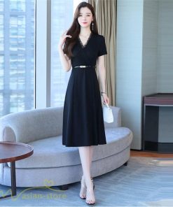 ミディアム | Aラインワンピース ワンピース レディース 着痩せ 無地 半袖 Vネック ひざ丈 ミディアムワンピース カジュアル おしゃれ 30代 20代 上品 大きいサイズ 40代