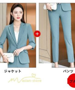 パンツスーツ | パンツスーツ夏レディースパンツセット ジャケット+パンツ 冷房対策テーラードジャケット ビジネス リクルート ビジネス OL テーラード 上品 フォーマル 着痩せ