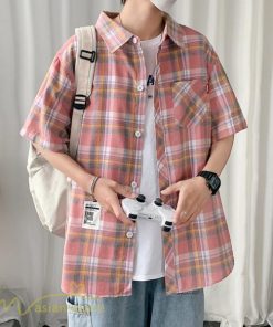 シャツ | ライトアウター 半袖 メンズ 男性着 ポケット おしゃれ 半袖ゆったり ワイド日常感 チェック柄 人気 XXXXL 着回し 上品 大きいサイズ おしゃれ