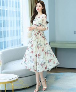 ミディアム | ワンピース レディース ひざ下丈 カジュアル おしゃれ 夏新作 上品 ミディアムワンピース 花柄 大きいサイズ 上品 エレガント 気質 30代 お出かけ 40代 20代