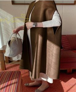 ベスト | ジレ 秋冬 レディース ベストコート ドロップショルダー 秋物 ロング丈 羽織り カーディガン ノーカラー 黒 ゆったり アウター 無地 大人 温かみ