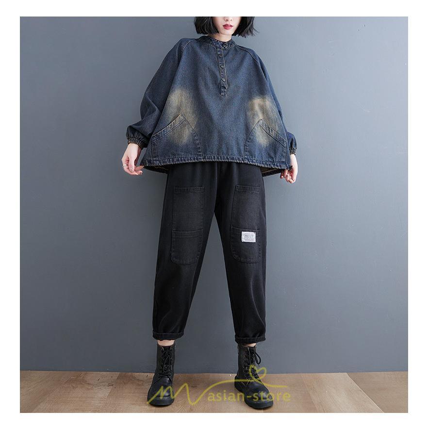 パーカー | デニム デニムレディース プルオーバー フード トレーナー チュニック ワンピース マタニティ 秋 冬 デニムワンピース 大きいサイズ