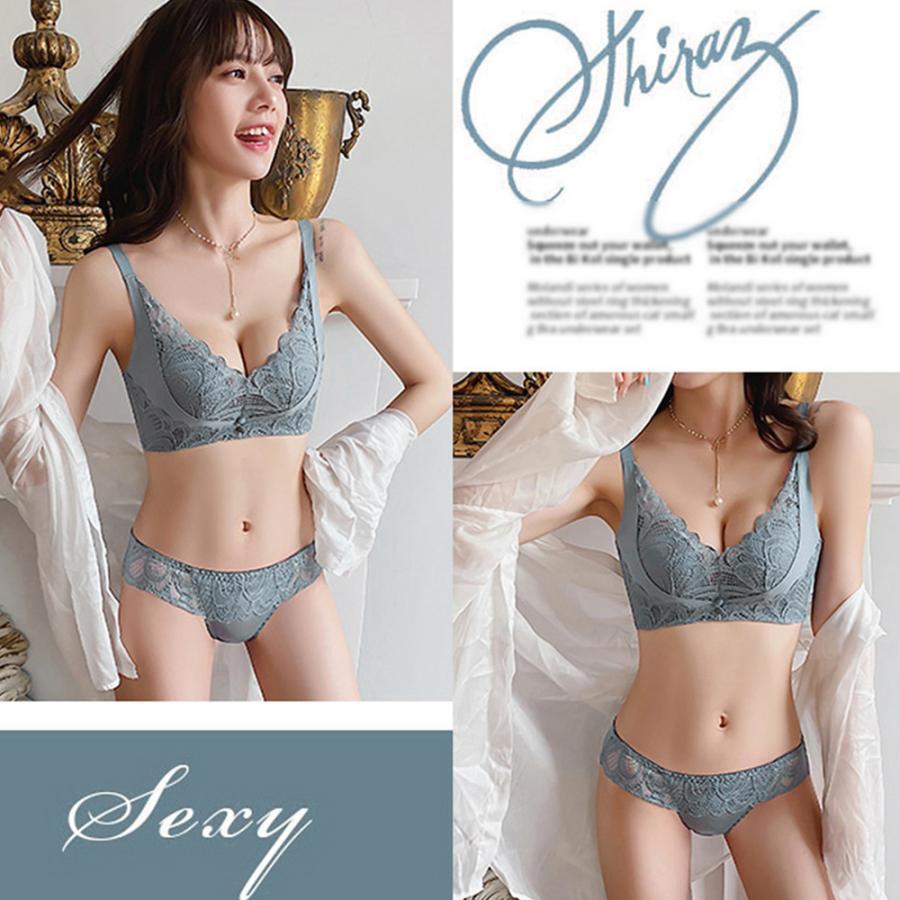 キャミソール | ブラショーツセット ノンワイヤー ブラジャーショーツセット ランジェリーセット バスト盛れるレース 美胸インナー セクシー