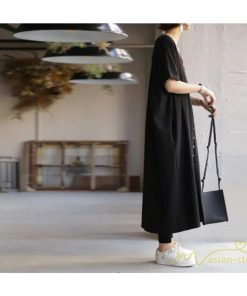 マキシ | ワンピース 五分袖 ロングワンピース レディース 秋物 夏 羽織り ゆったり 大きめ ポケット Aラインワンピース 30代40代50代 無地 可愛い 落ち感 Vネック 大人