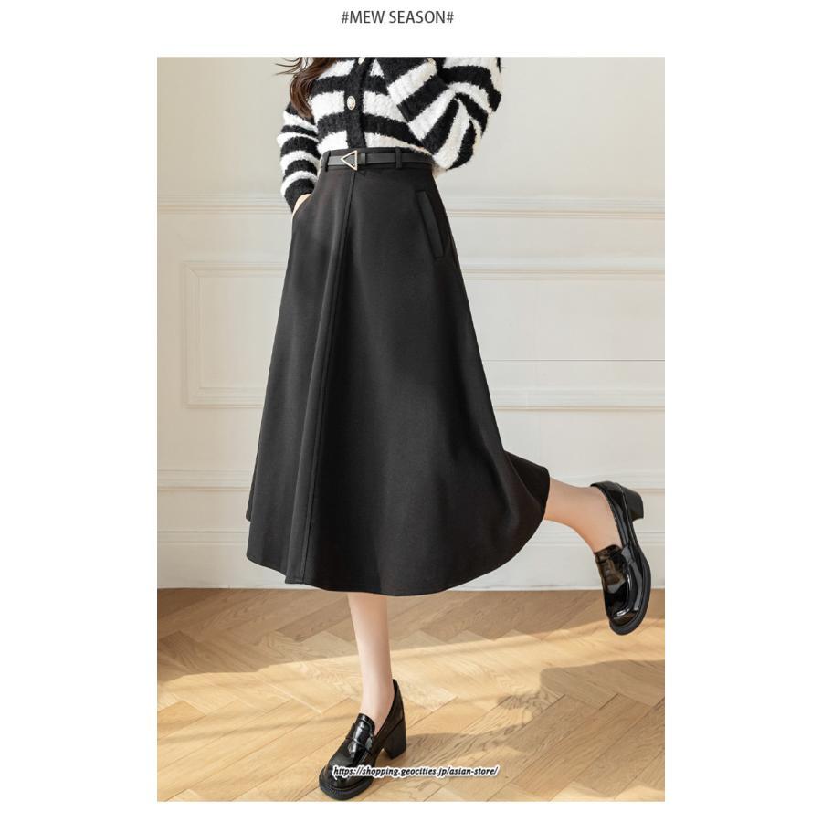 スカート | ロング レディース ロングフレア冬 ミモレ丈 暖かい ボトムス ロング丈 膝下 30代 40代 50代 通勤 ラシャ 暖か 通学 2022年秋冬