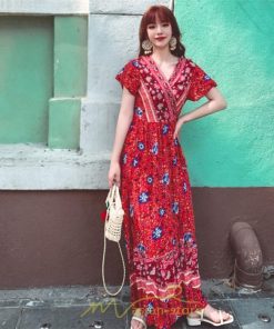 マキシ | ワンピース レディース ワンピ ロングワンピ ロング コットン ゆったり 夏 リゾート サマードレス かわいい 大人 Vネック オトナ 着痩せ レトロ 個性的