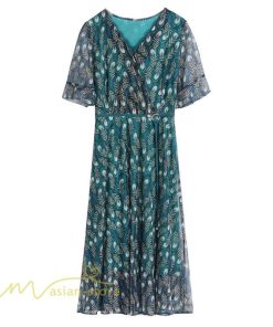 ミディアム | ワンピース レディース Aライン サマーワンピース 上品 着痩せ カジュアル 大きいサイズ 半袖 Vネック ミディアムワンピース ひざ丈 30代 気質 20代 40代