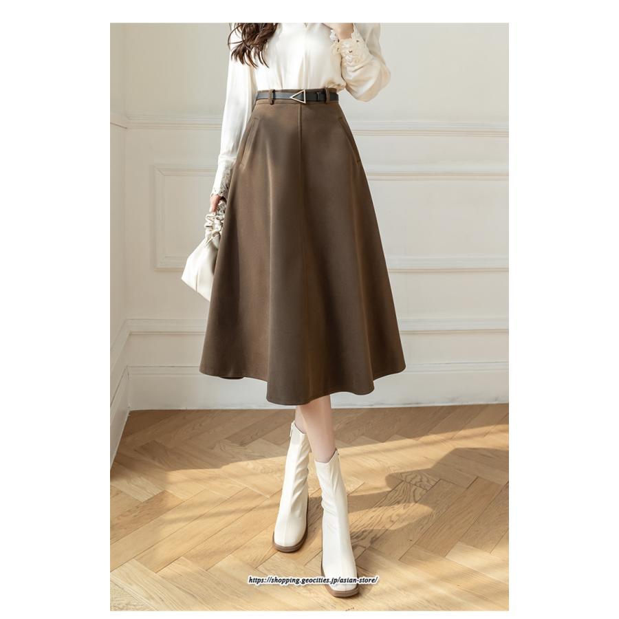 スカート | ロング レディース ロングフレア冬 ミモレ丈 暖かい ボトムス ロング丈 膝下 30代 40代 50代 通勤 ラシャ 暖か 通学 2022年秋冬