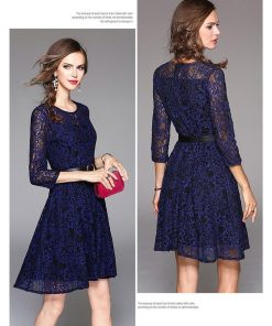 レースワンピース | ひざ丈ワンピ フレアワンピース レディース 大きいサイズ 膝丈ワンピース 7分袖 パーティー 二次会 上品 女性の自然なしなやかさと美しさ 通勤