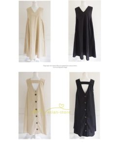 マキシ | ロングワンピース ワンピース ロングワンピ レディース マキシ丈 ワンピ ノースリーブ 体型カバー 無地 ゆったり バックボタン おしゃれ 20代30代40代 きれいめ