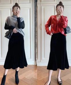 ロングスカート | マーメイドスカート ベルベット 韓国風