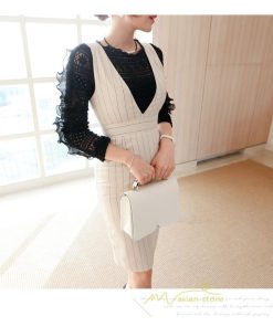 セットアップ | ワンピーススーツ セレモニー スーツ ママ オフィス 通勤用 フォーマル 長袖ジャケット+ノースリーブワンピース レディース 結婚式 ストライプ柄 2点セット