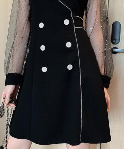 ドレス | ワンピース 黒 チュール袖ミニワンピース