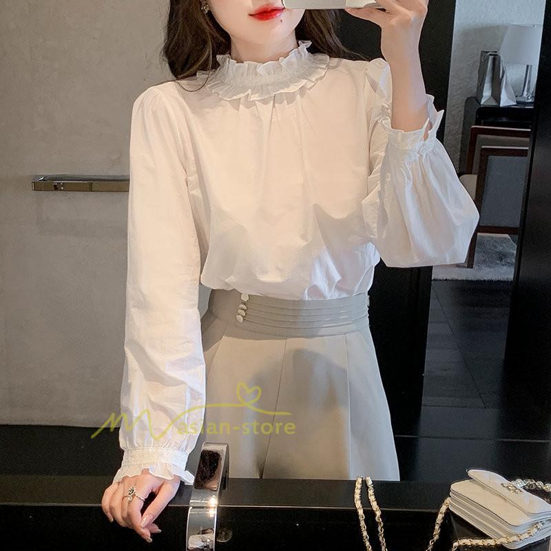 シャツ・ブラウス | ブラウス レディース きれいめ 40代 春秋 上品 無地 ブラウス 長袖 ゆったり オシャレ 韓国風 通勤 着痩せ フェミニン 30代 大人 カジュアル レース付き 50代