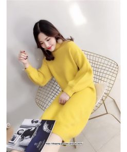 マキシ | ニットワンピース レディース 40代 秋冬 長袖ワンピース無地 ハイネック ニットワンピース ロング丈 スカート オシャレゆったりセーター ニットインナー