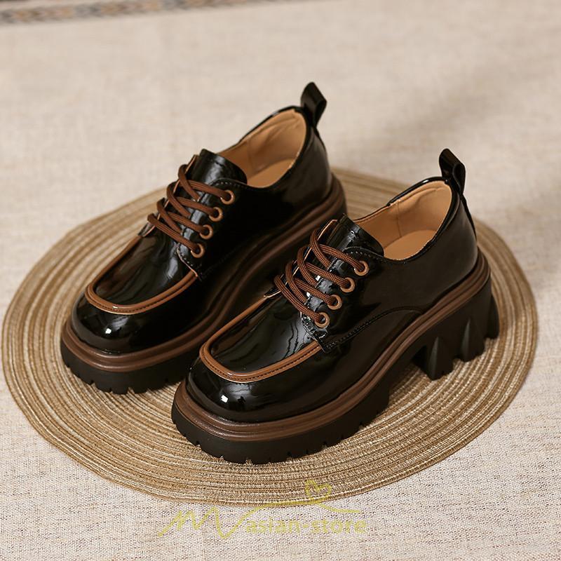 ローファー | 厚底 レディース 厚底スニーカー レースアップ スニーカー PU 合皮 通学 通勤 かわいい 送料無料 可愛い 冬 夏 秋 春