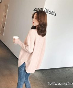 ニット・セーター | ニット レディース 秋 秋服 トップス セーター 秋服コーデ 長袖 Vネック オフィスカジュアル プルオーバー ゆったり 大きめ ラウンドヘム模様編みニット 冬服