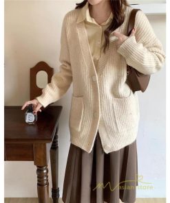 カーディガン | ニットフロントボタン レディース 2way 羽織り 秋冬 アウター ニットアウター セーター 長袖 トップス 通学通勤 20代30代 ゆったり ポケット