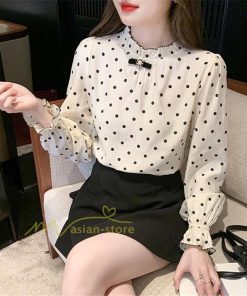 シャツ・ブラウス | ブラウス レディース きれいめ 40代 春夏秋新作 長袖トップス オシャレブラウス ドット柄 シフォンシャツ 上品 大人 通勤 ゆったり 50代 カジュアル 着痩せ 30代