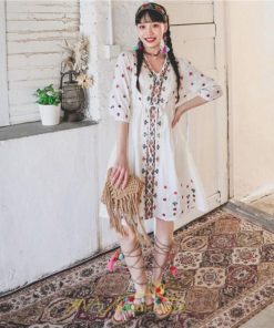 ミニ丈 | ワンピース レディース 夏 秋 ひざ上 カジュアル 大人 20代 30代 40代 50代 ママ 母 OL 謝恩会 食事会 個性的 民族風 三色展開 海外セレブ 女子会 上品